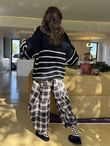 Big Softie Stripe Funnel Grunge Knit Black